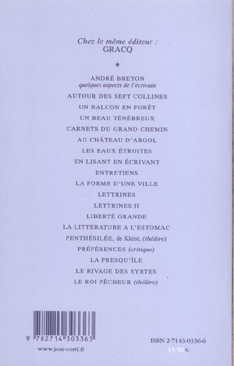 Quatrième de couverture de « LE ROI PECHEUR »