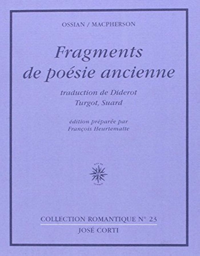 Couverture du livre « FRAGMENTS DE POESIE ANCIENNE - OSSIAN/MACPHERSON », librairie Les Contes Infusés à Corte