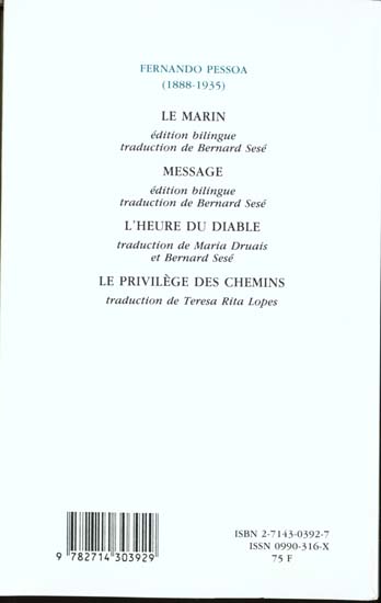Quatrième de couverture de « LE PRIVILEGE DES CHEMINS »