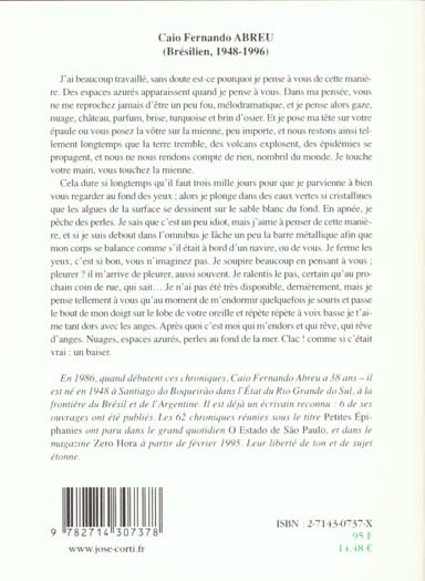 Quatrième de couverture de « PETITES EPIPHANIES »