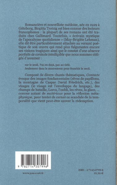 Quatrième de couverture de « CONTEXTE MATERIAUX »
