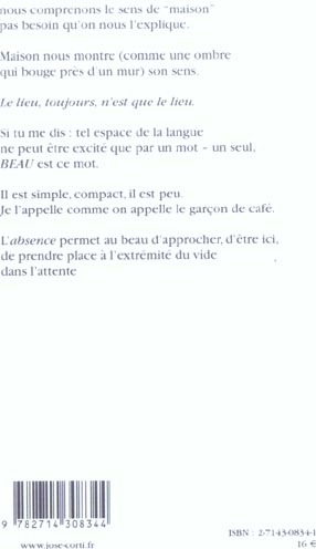 Quatrième de couverture de « COMMENT ENTRER DANS LA CHAMBRE »