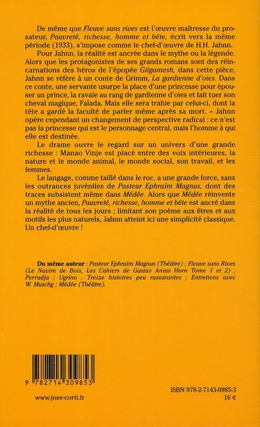 Quatrième de couverture de « PAUVRETE, RICHESSE, HOMME ET BETE »