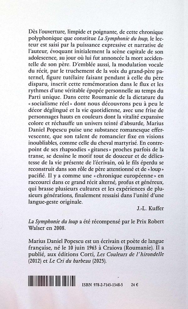 Quatrième de couverture de « La symphonie du loup »