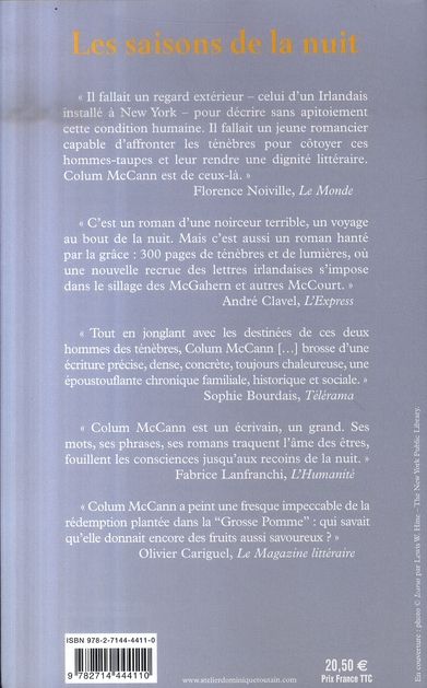 Quatrième de couverture de « Les saisons de la nuit »