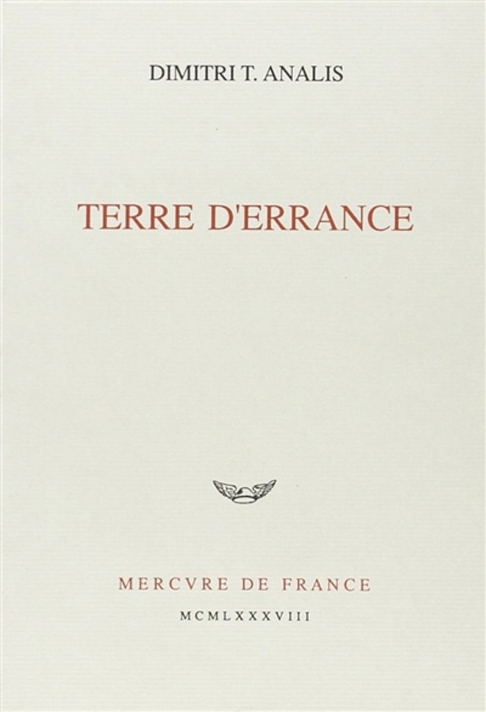 Couverture du livre « TERRE D'ERRANCE », librairie Les Contes Infusés à Corte