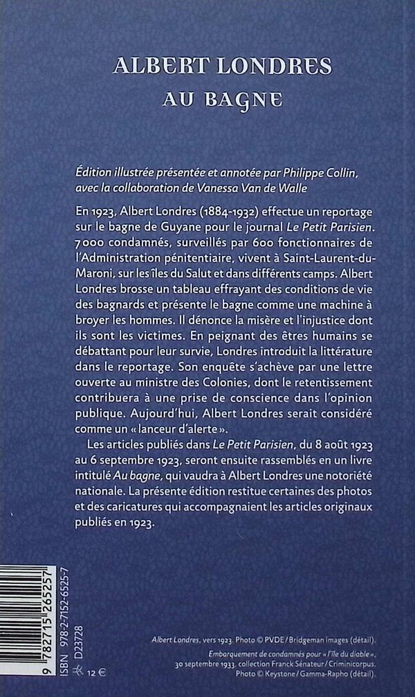 Quatrième de couverture de « Au bagne »