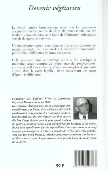 Quatrième de couverture de « DEVENIR VEGETARIEN »