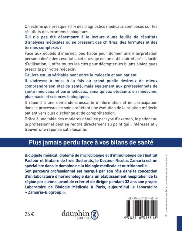 Quatrième de couverture de « Les analyses biologiques : le guide, les conseils »