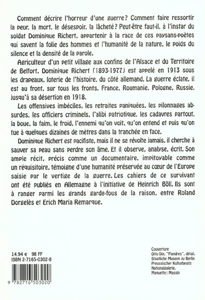 Quatrième de couverture de « CAHIERS D'UN SURVIVANT »