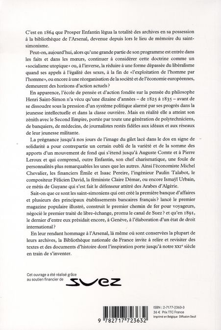 Quatrième de couverture de « LE SIECLE DES SAINTS- SIMONIENS »