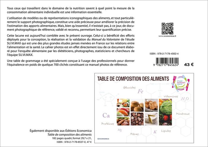 Quatrième de couverture de « PORTIONS ALIMENTAIRES - MANUEL PHOTOS POUR L'ESTIMATION DES QUANTITES »
