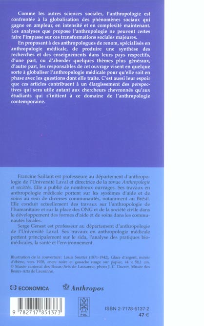 Quatrième de couverture de « ANTHROPOLOGIE MEDICALE »