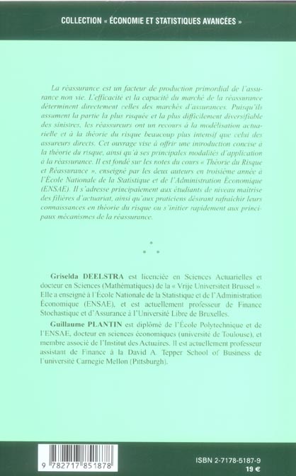 Quatrième de couverture de « THEORIE DU RISQUE ET REASSURANCE »
