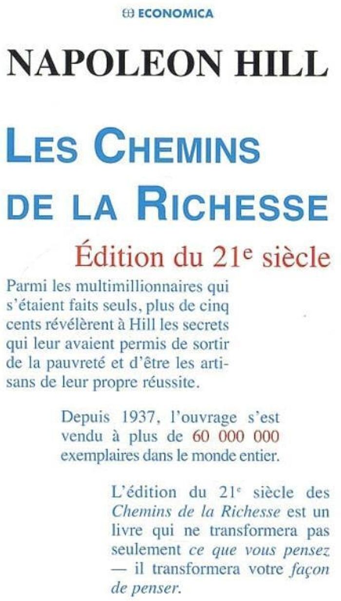 Couverture du livre « CHEMINS DE LA RICHESSE (LES) » de Hill/napoleon, librairie Les Contes Infusés à Corte