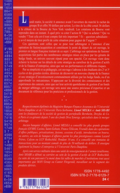 Quatrième de couverture de « ARBITRAGE SUR FUSIONS ET ACQUISITIONS »