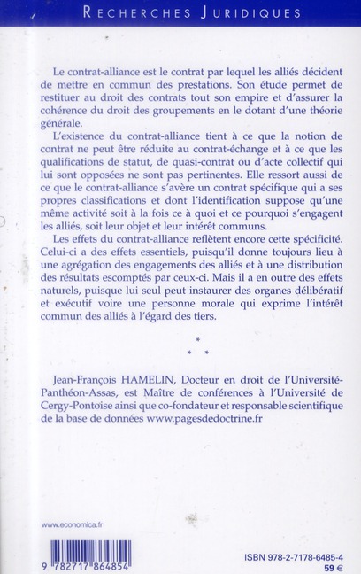 Quatrième de couverture de « CONTRAT-ALLIANCE (LE) »