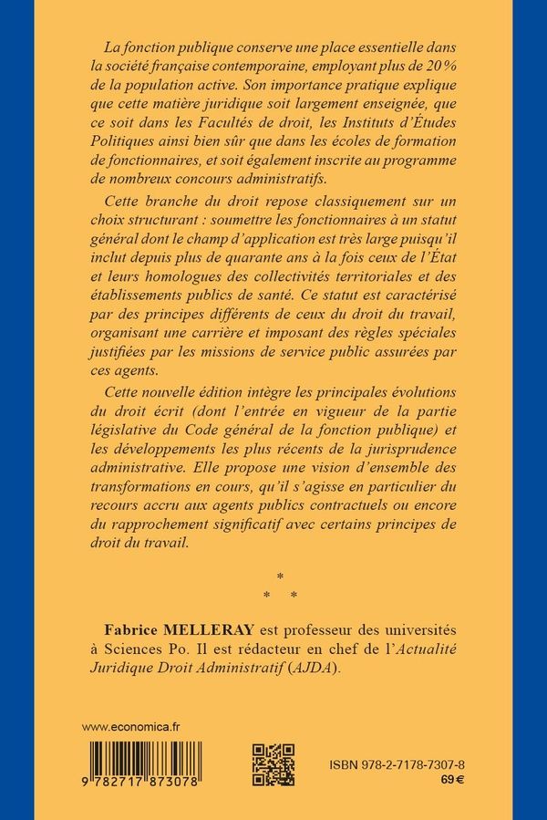 Quatrième de couverture de « Droit de la fonction publique »