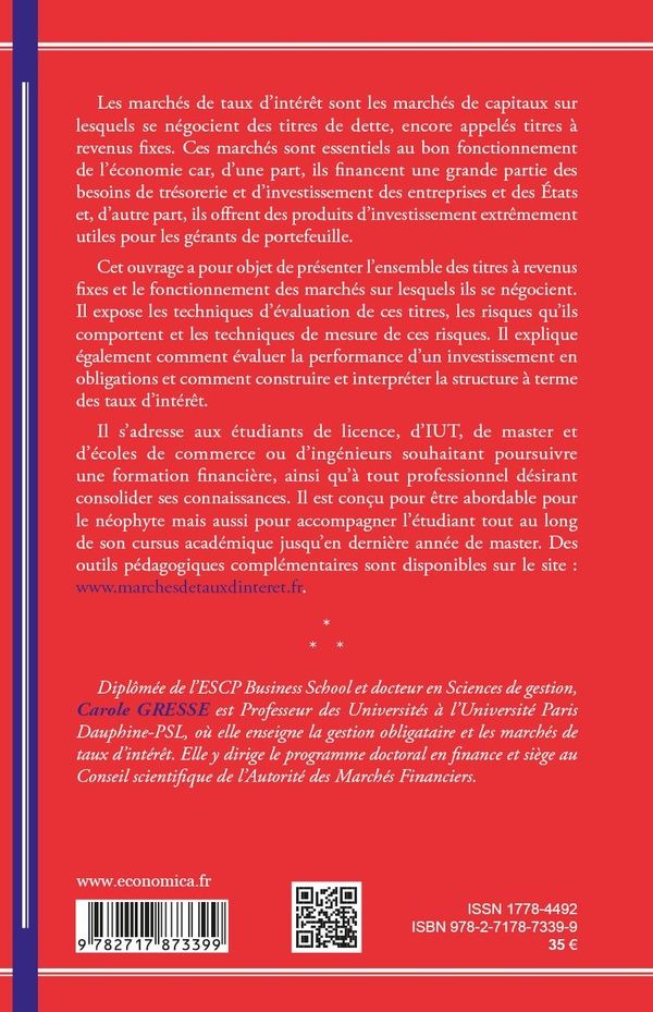 Quatrième de couverture de « Marchés de taux d'intérêt »