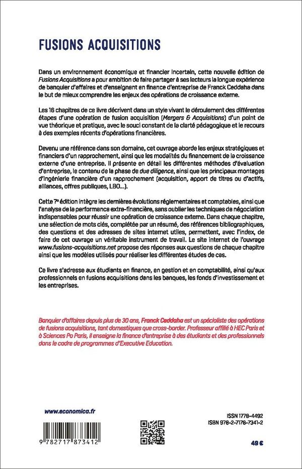 Quatrième de couverture de « Fusions, acquisitions »