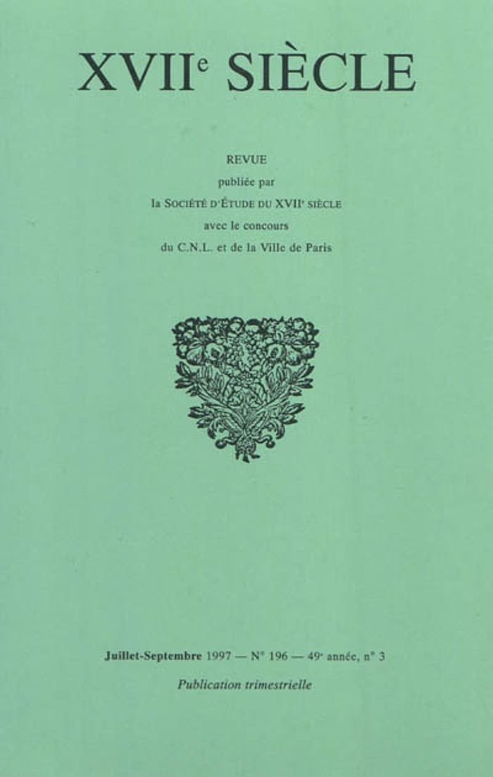 Couverture du livre « XVIIE SIECLE 1997, N 196 - VARIA » de Xxx, librairie Les Contes Infusés à Corte