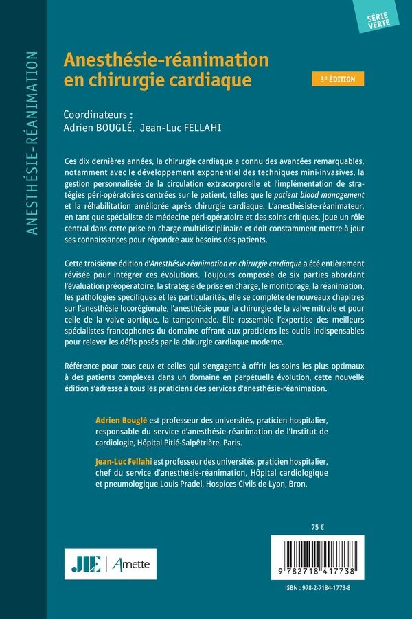 Quatrième de couverture de « Anesthésie-réanimation en chirurgie cardiaque »