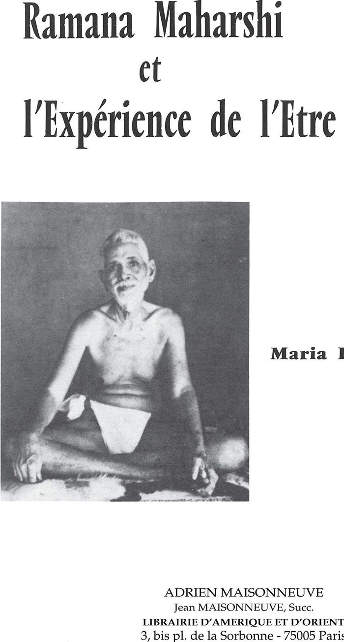Couverture du livre « RAMANA MAHARSHI ET L'EXPERIENCE DE L'ETRE », librairie Les Contes Infusés à Corte
