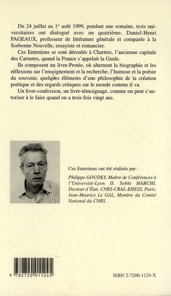 Quatrième de couverture de « LES NUITS CARNUTES : ENTRETIENS AVEC PHILIPPE GOUDEY, SOBHI HABCHI ET JEAN-MAURICE LE GAL »