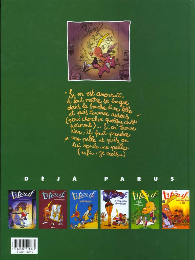 Quatrième de couverture de « TITEUF - TOME 02 - L'AMOUR, C'EST PO PROPRE... »