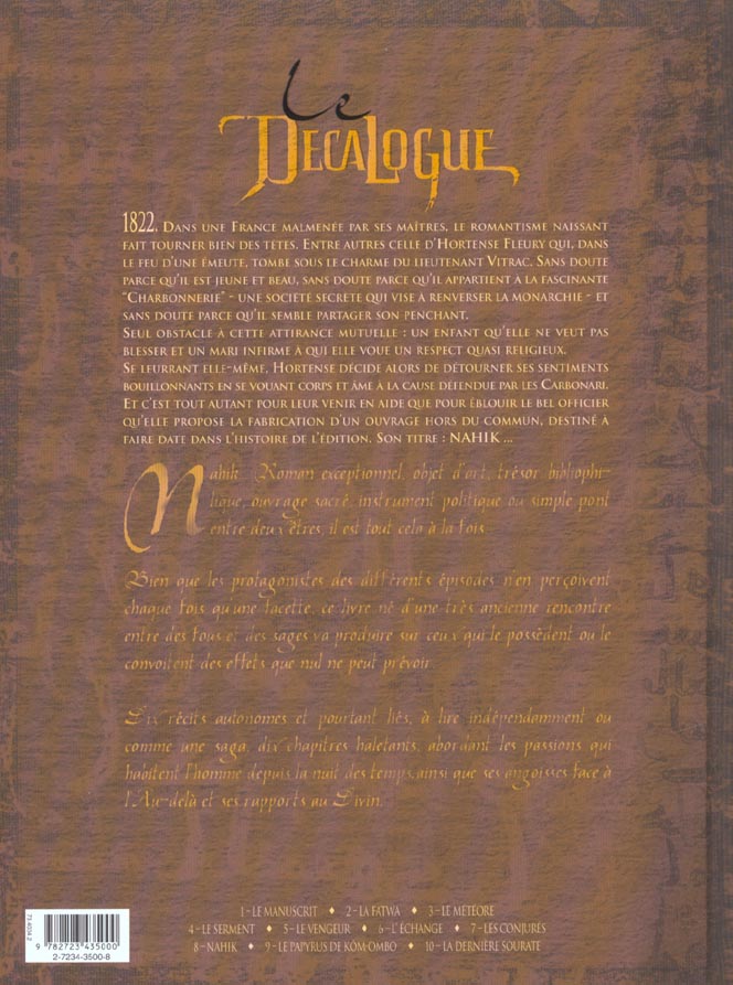 Quatrième de couverture de « LE DECALOGUE - TOME 07 - LES CONJURES »