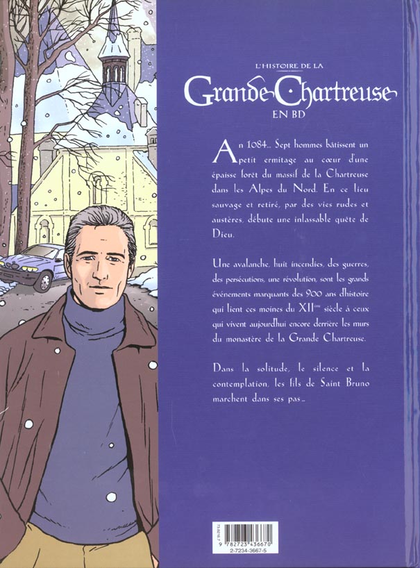 Quatrième de couverture de « L'HISTOIRE DE LA GRANDE CHARTREUSE EN BD »