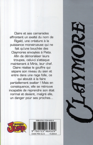 Quatrième de couverture de « CLAYMORE - TOME 11 - LA LIGNEE DU PARADIS »