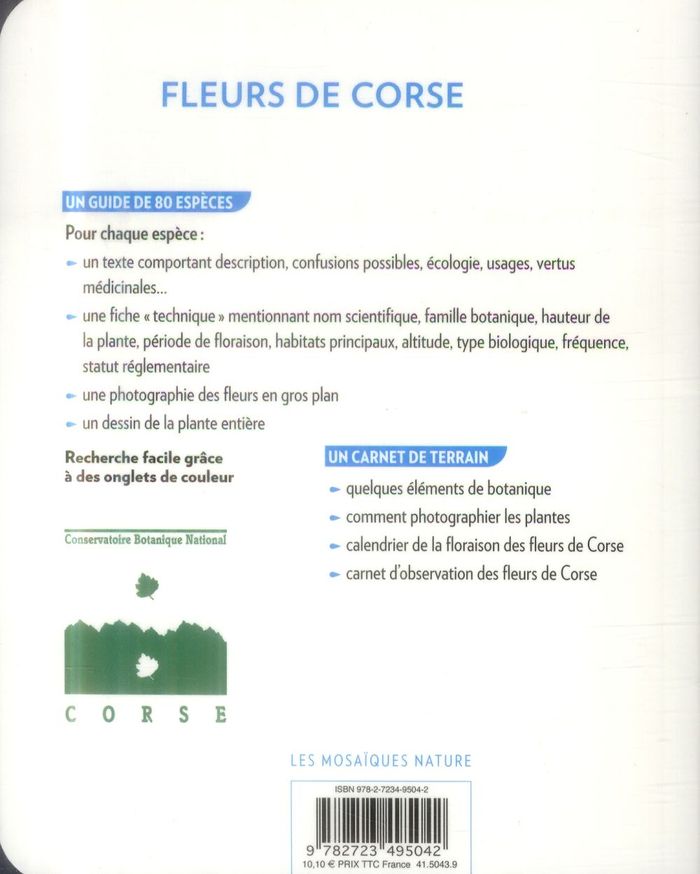 Quatrième de couverture de « FLEURS DE CORSE »