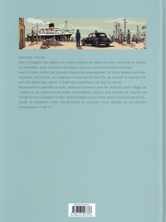 Quatrième de couverture de « L'ILE DES JUSTES - CORSE, ETE 42 »