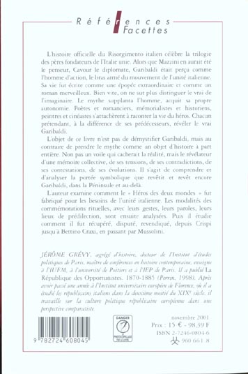Quatrième de couverture de « GARIBALDI »