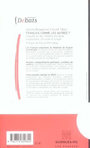 Quatrième de couverture de « FRANCAIS COMME LES AUTRES ? »