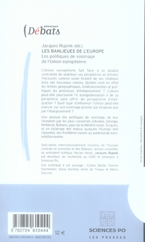 Quatrième de couverture de « LES BANLIEUES DE L'EUROPE »