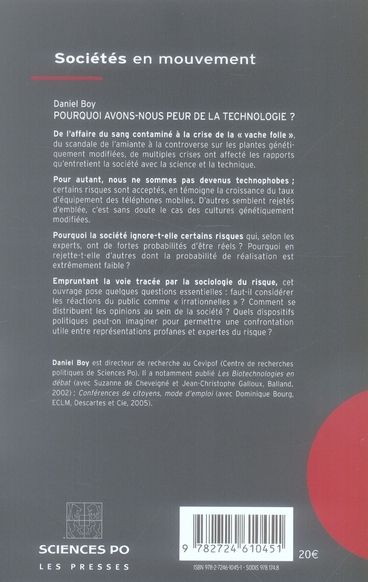 Quatrième de couverture de « POURQUOI AVONS-NOUS PEUR DE LA TECHNOLOGIE ? »