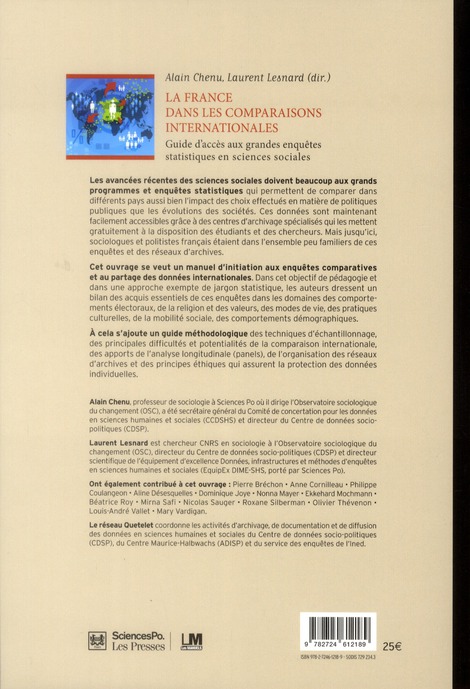 Quatrième de couverture de « LA FRANCE DANS LES COMPARAISONS INTERNATIONALES »