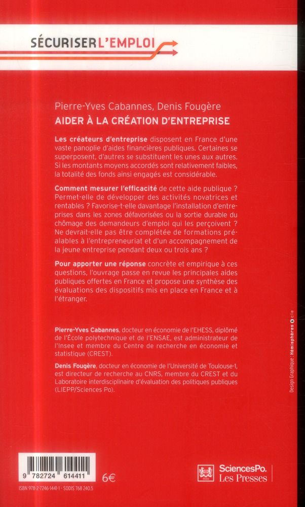 Quatrième de couverture de « AIDER A LA CREATION D'ENTREPRISE »