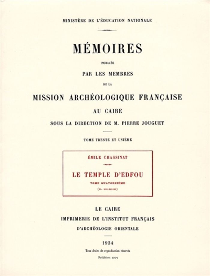 Couverture du livre « LE TEMPLE D'EDFOU TOME QUATORZIEME REEDITION PREMIER EDITION », librairie Les Contes Infusés à Corte
