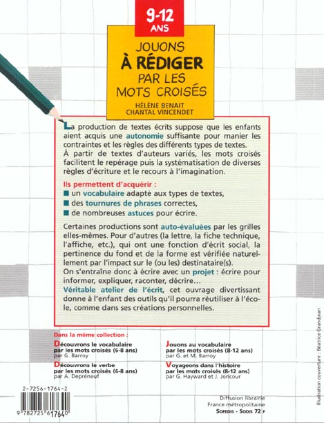 Quatrième de couverture de « JOUONS A REDIGER PAR LES MOTS CROISES »