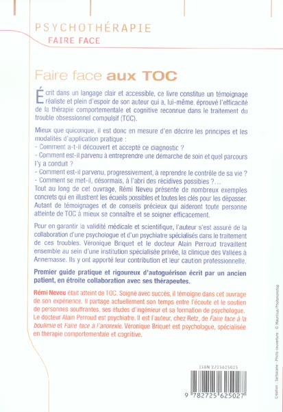 Quatrième de couverture de « FAIRE FACE AUX TOC »