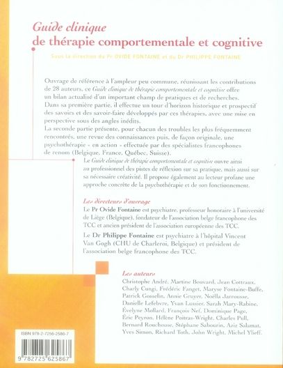 Quatrième de couverture de « Guide clinique de thérapie comportementale et cognitive »