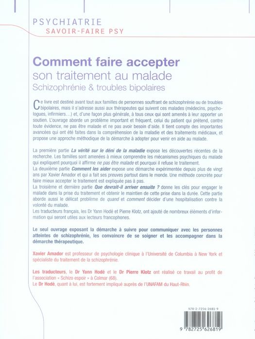 Quatrième de couverture de « COMMENT FAIRE ACCEPTER SON TRAITEMENT AU MALADE »