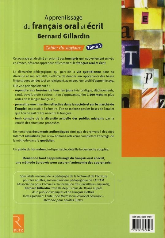 Quatrième de couverture de « APPRENTISSAGE DU FRANCAIS ORAL ET ECRIT »