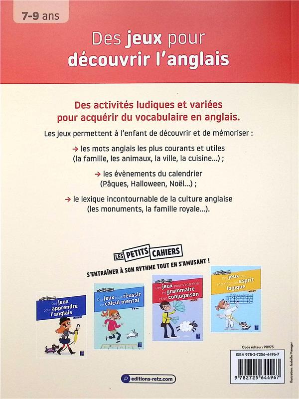 Quatrième de couverture de « Des jeux pour découvrir l'anglais : 7-9 ans »