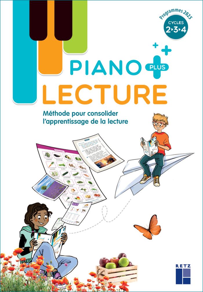 Couverture du livre « Lecture piano + : cycles 2, 3, 4 », librairie Les Contes Infusés à Corte