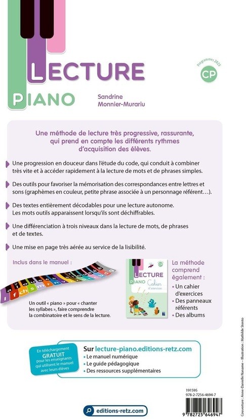 Quatrième de couverture de « Lecture piano : CP »