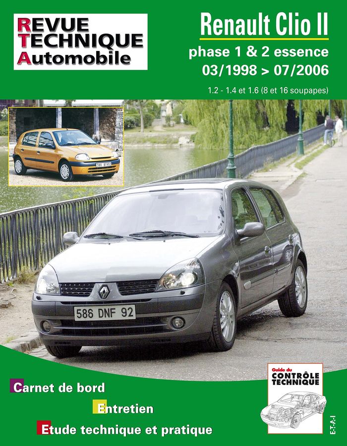 Couverture du livre « RENAULT CLIO II - PHASE 1 & 2 ESSENCE, 03-1998 > 07-2006 » de Etai, librairie Les Contes Infusés à Corte
